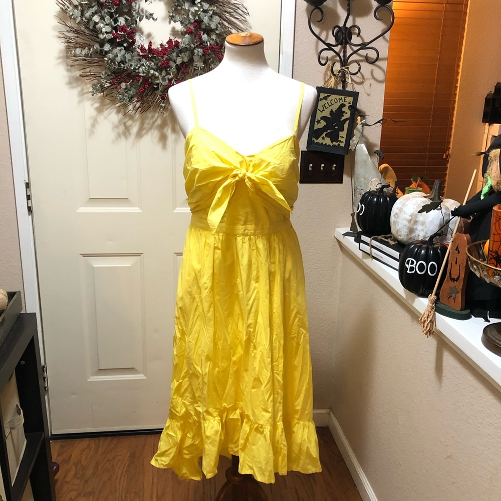 NWT Joie Sunshine Yellow Tie Front Open Back Dress - Picture 3 of 9